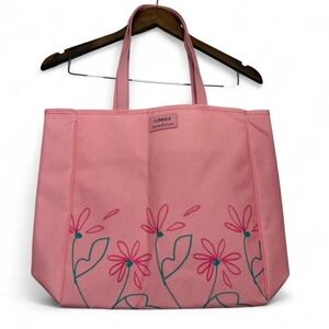 Clinique x Drawbertson Pink Tote Bag Floral Print
